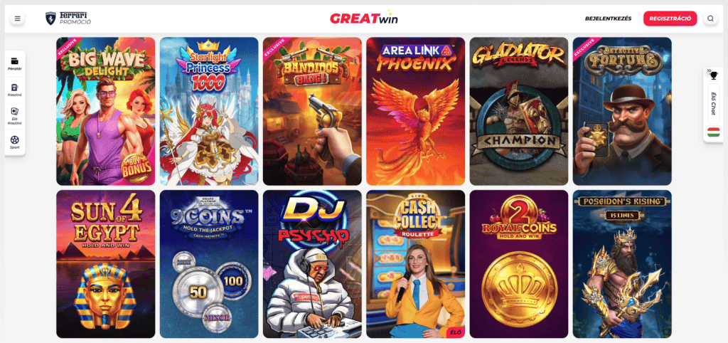 GreatWin Casino játékautomaták