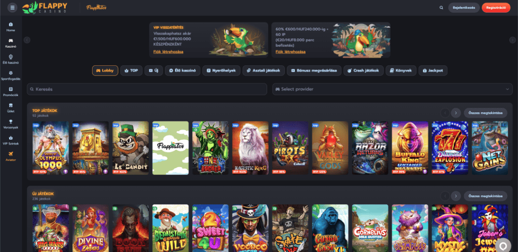 Flappy Casino játékok