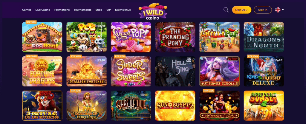 iWild Casino játékautomaták