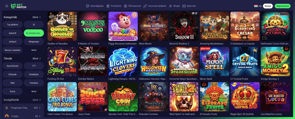 BetMatch Casino nyerőgépes játékok